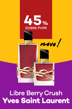 Novo Libre Berry Crush Eau de Parfumda marca yves saint laurent com destaque promocional de 45% sobre pre&ccedil;o de Venda ao P&uacute;blico Recomendado
